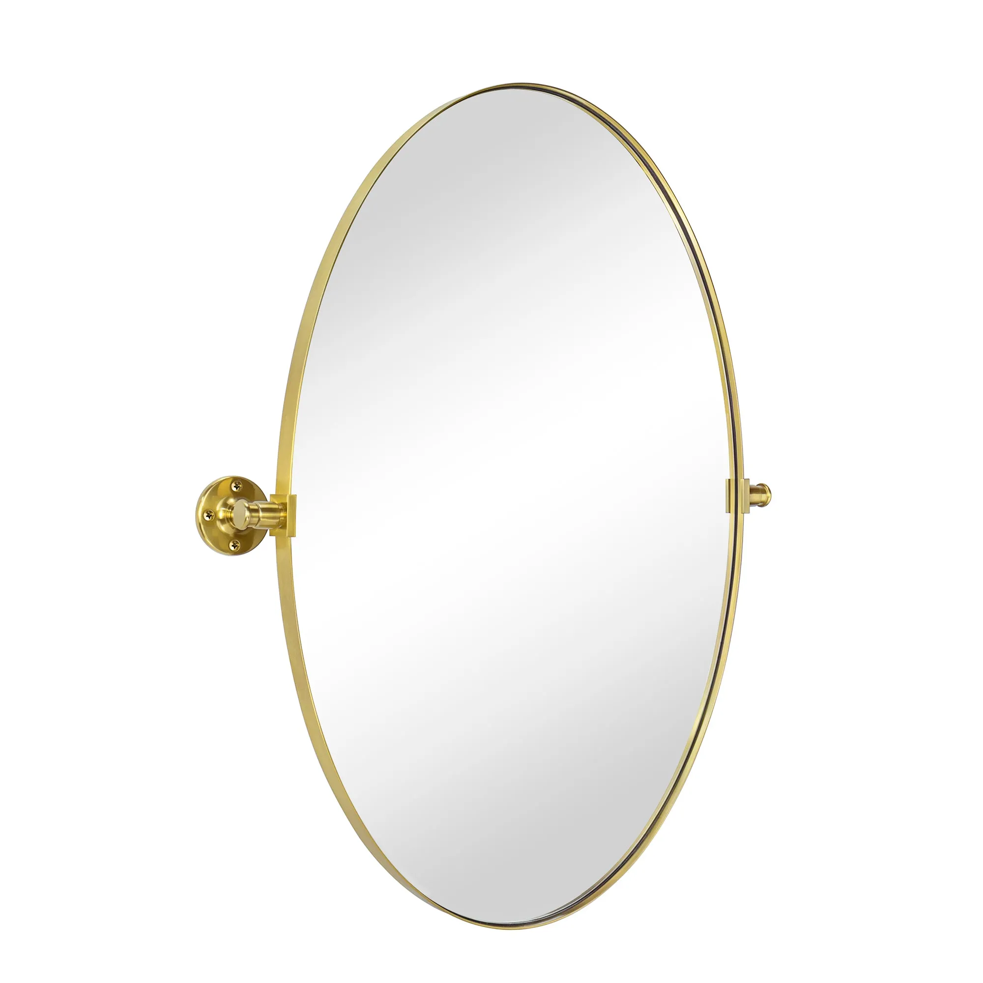 Pivoting Oval Mirror Tilt Mirror for Bathroom Swivel Metal Framed Wall Mounted Bathroom Vanity Mirror