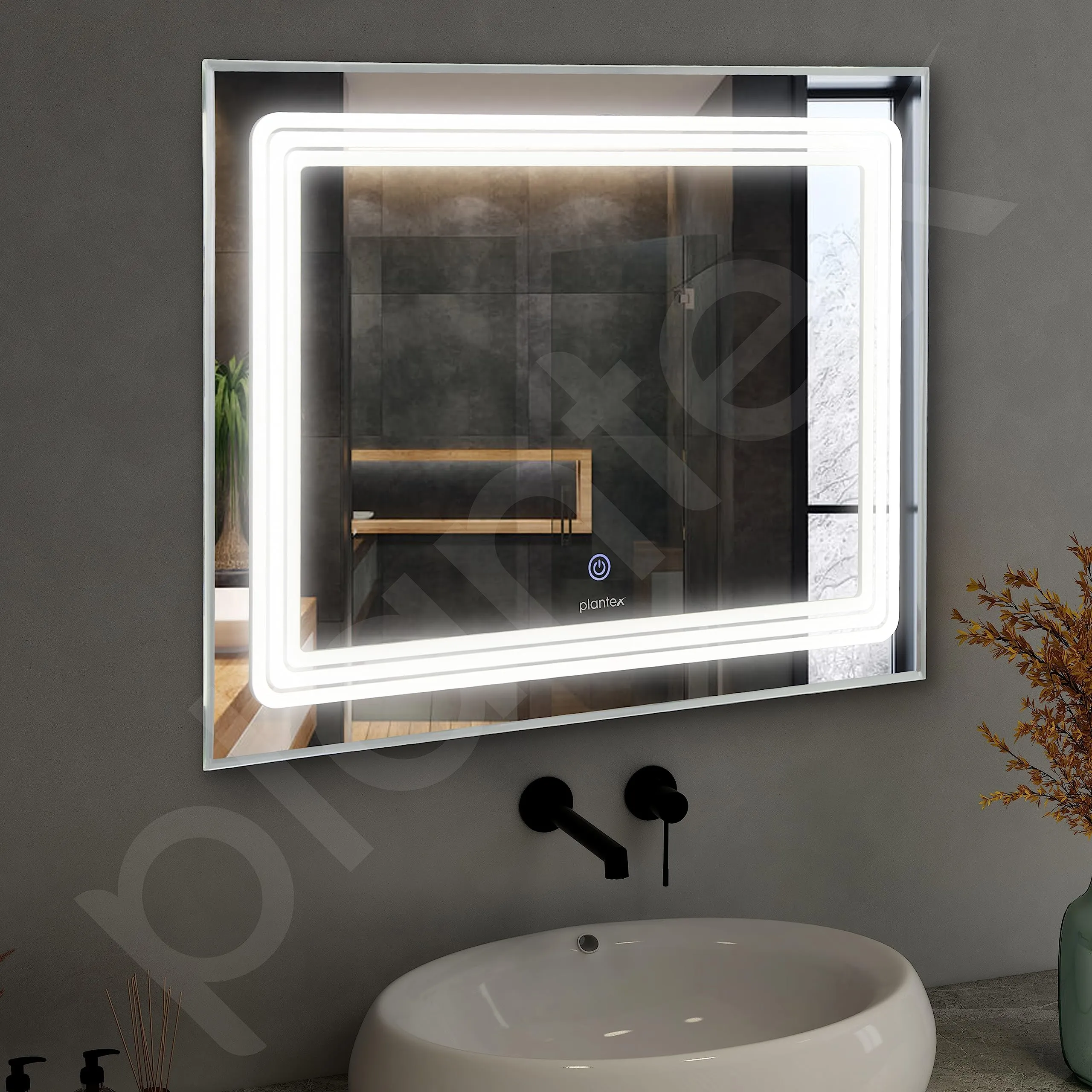 Plantex LED Bathroom Mirror with 3 Lighting Option (Warm White, Natural White, Cool White) Smart Mirror for Living Room/Bedroom/Dressing Room - Rectangle Shape (18 * 24 inch)