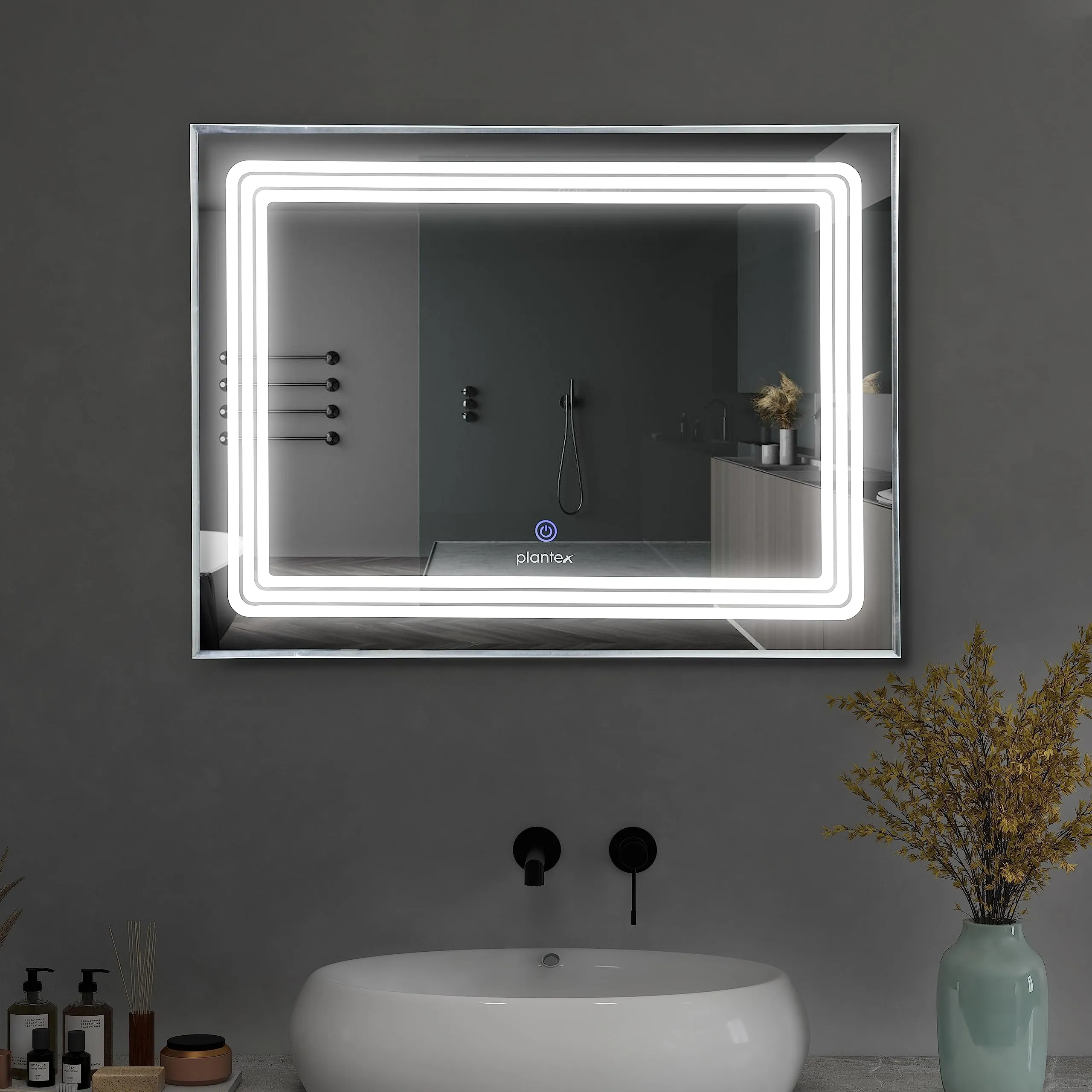 Plantex LED Bathroom Mirror with 3 Lighting Option (Warm White, Natural White, Cool White) Smart Mirror for Living Room/Bedroom/Dressing Room - Rectangle Shape (18 * 24 inch)