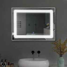 Plantex LED Mirror for Bedroom/Wall with 3 Lighting Option/Smart Mirror for Living Room/Bedroom/Dressing Room - Rectangle Shape (18 X 24 Inch)