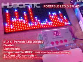 Portable LED Display 9" X 5" Flexible Prommable Logo Message 32x16 Pixels