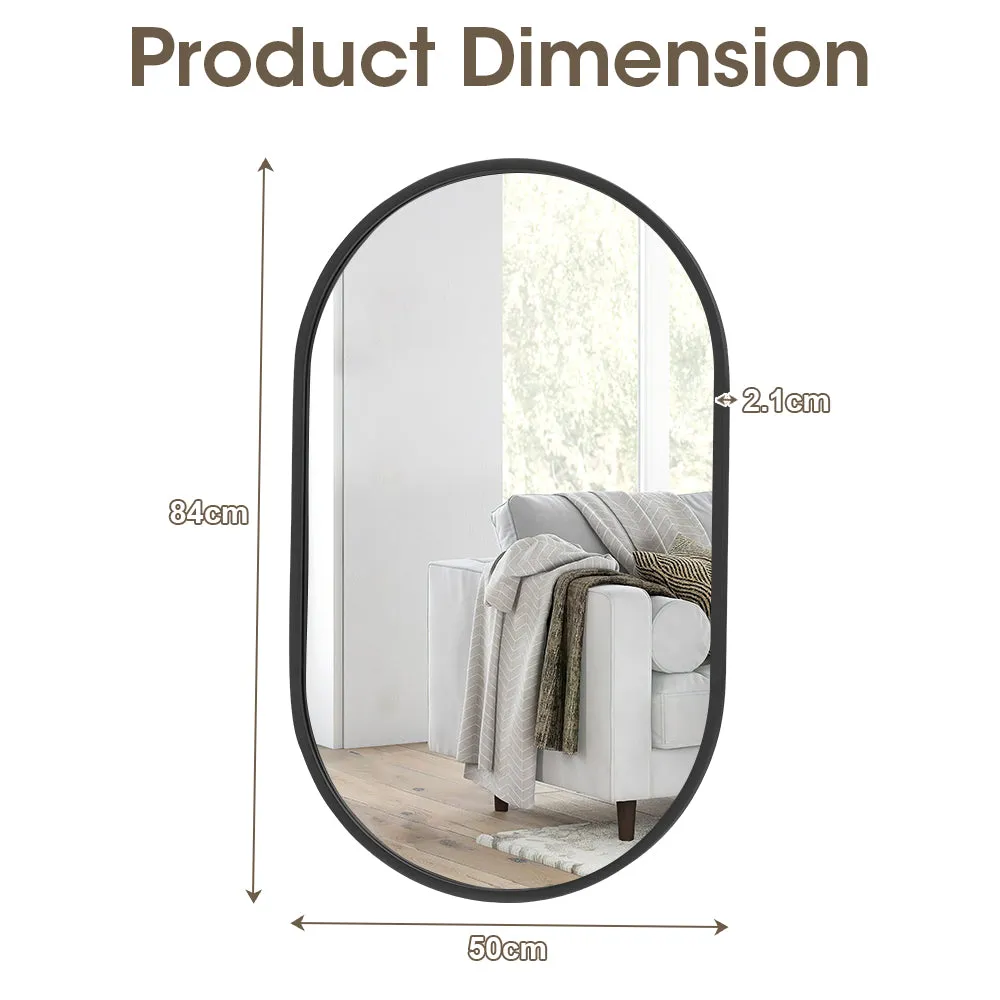 ProPulse Oval Wall Mirror Bathroom Makeup Mirrors Home Decor Metal Frame Black