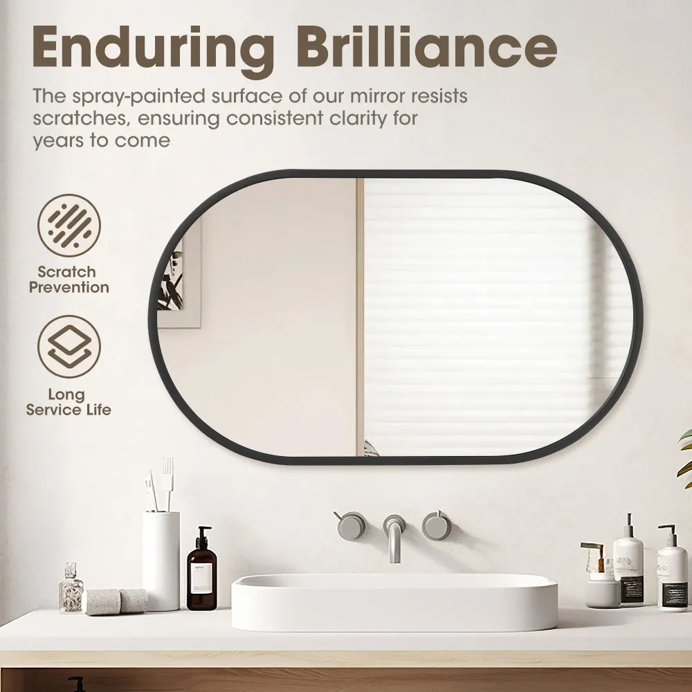 ProPulse Oval Wall Mirror Bathroom Makeup Mirrors Home Decor Metal Frame Black