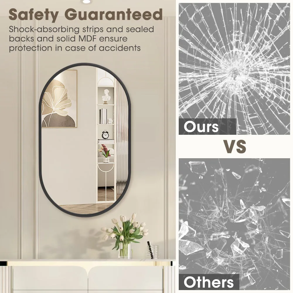 ProPulse Oval Wall Mirror Bathroom Makeup Mirrors Home Decor Metal Frame Black