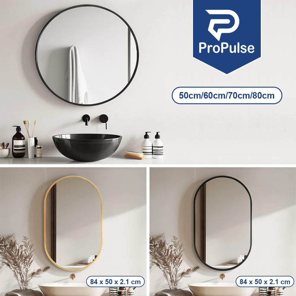 ProPulse Round/Oval Wall Mirror Bathroom Makeup Home Decor Metal Frame