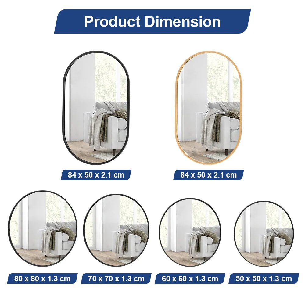 ProPulse Round/Oval Wall Mirror Bathroom Makeup Home Decor Metal Frame