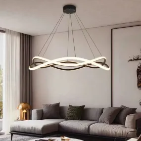 "Mansion Nordic Black Geometric Ring Chandelier for Elegant Spaces"
