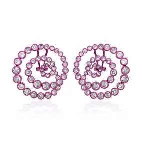 Rani Pink Statement Swirl Hoop Earrings