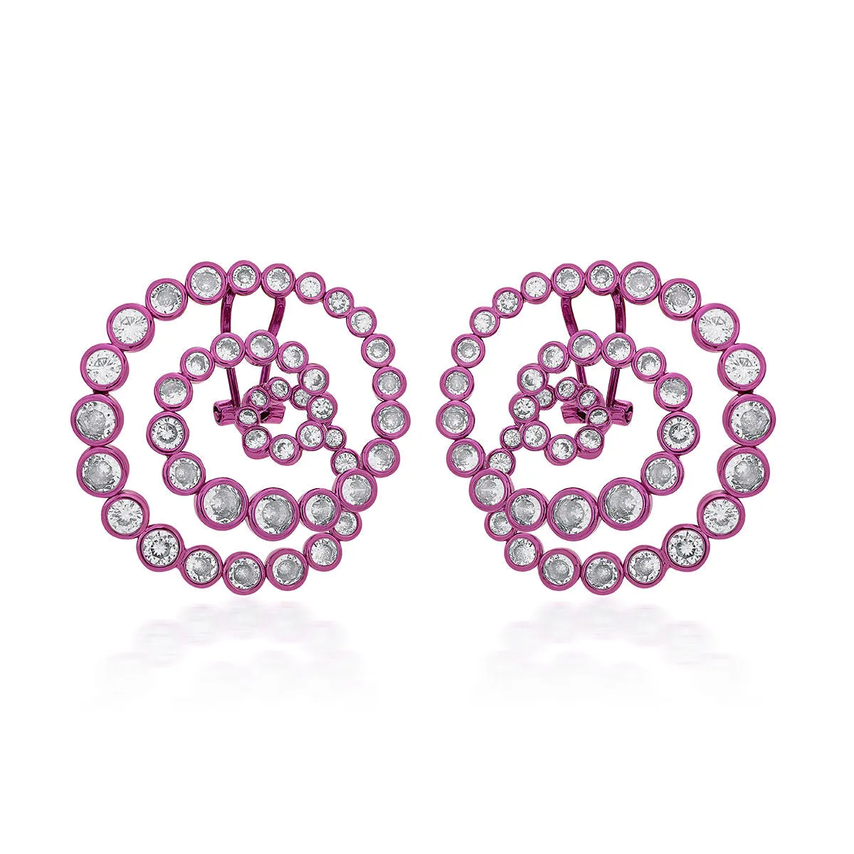 Rani Pink Statement Swirl Hoop Earrings