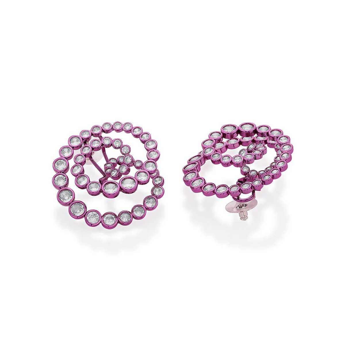 Rani Pink Statement Swirl Hoop Earrings
