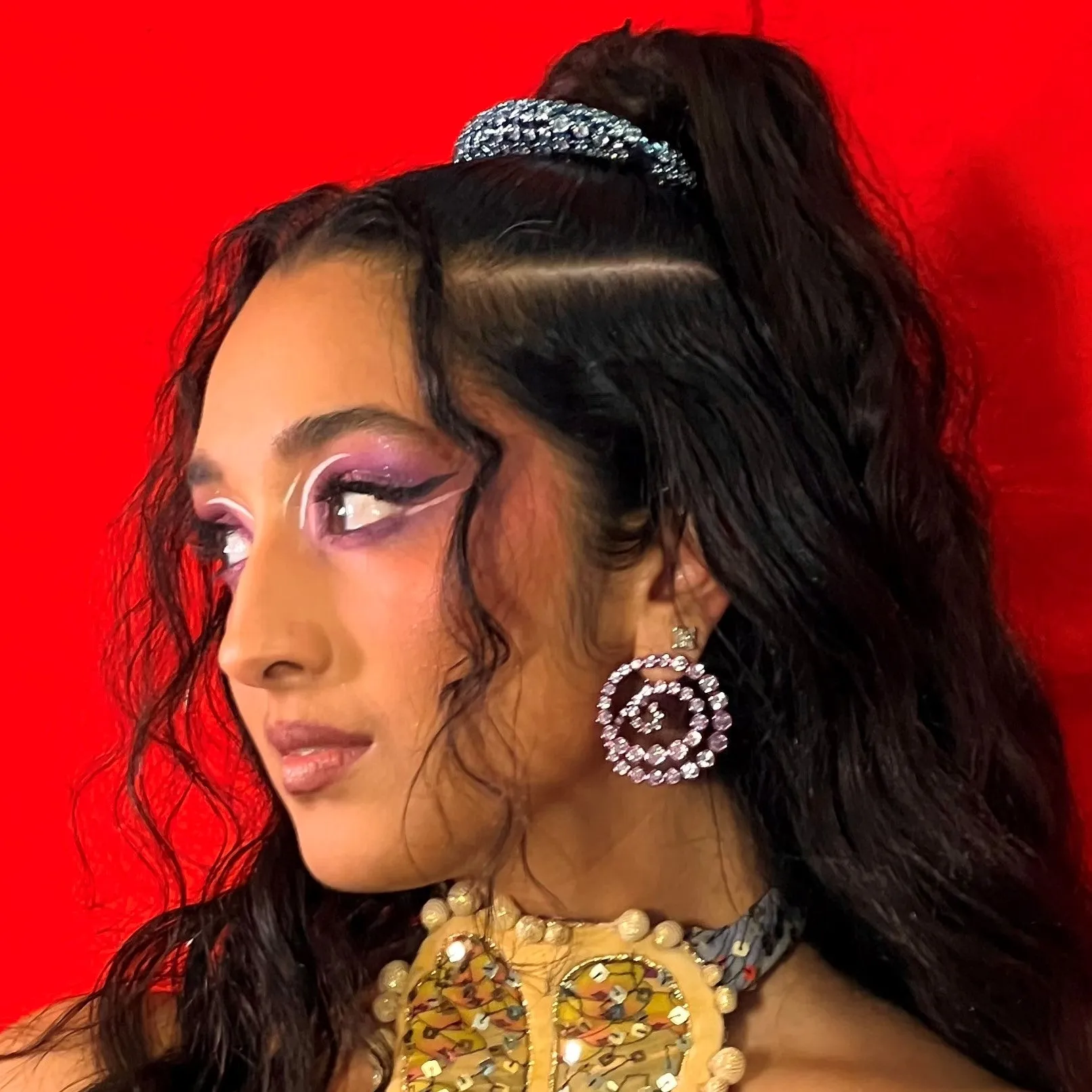 Rani Pink Statement Swirl Hoop Earrings