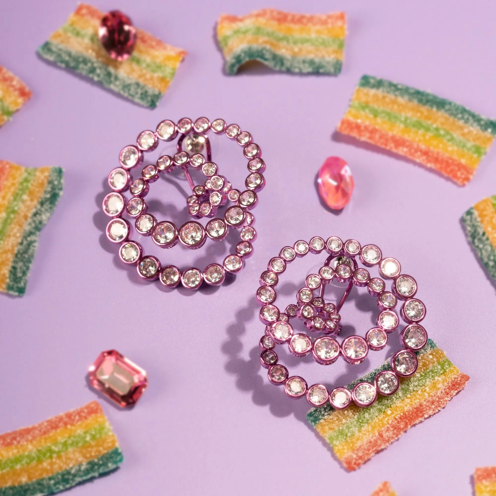 Rani Pink Statement Swirl Hoop Earrings