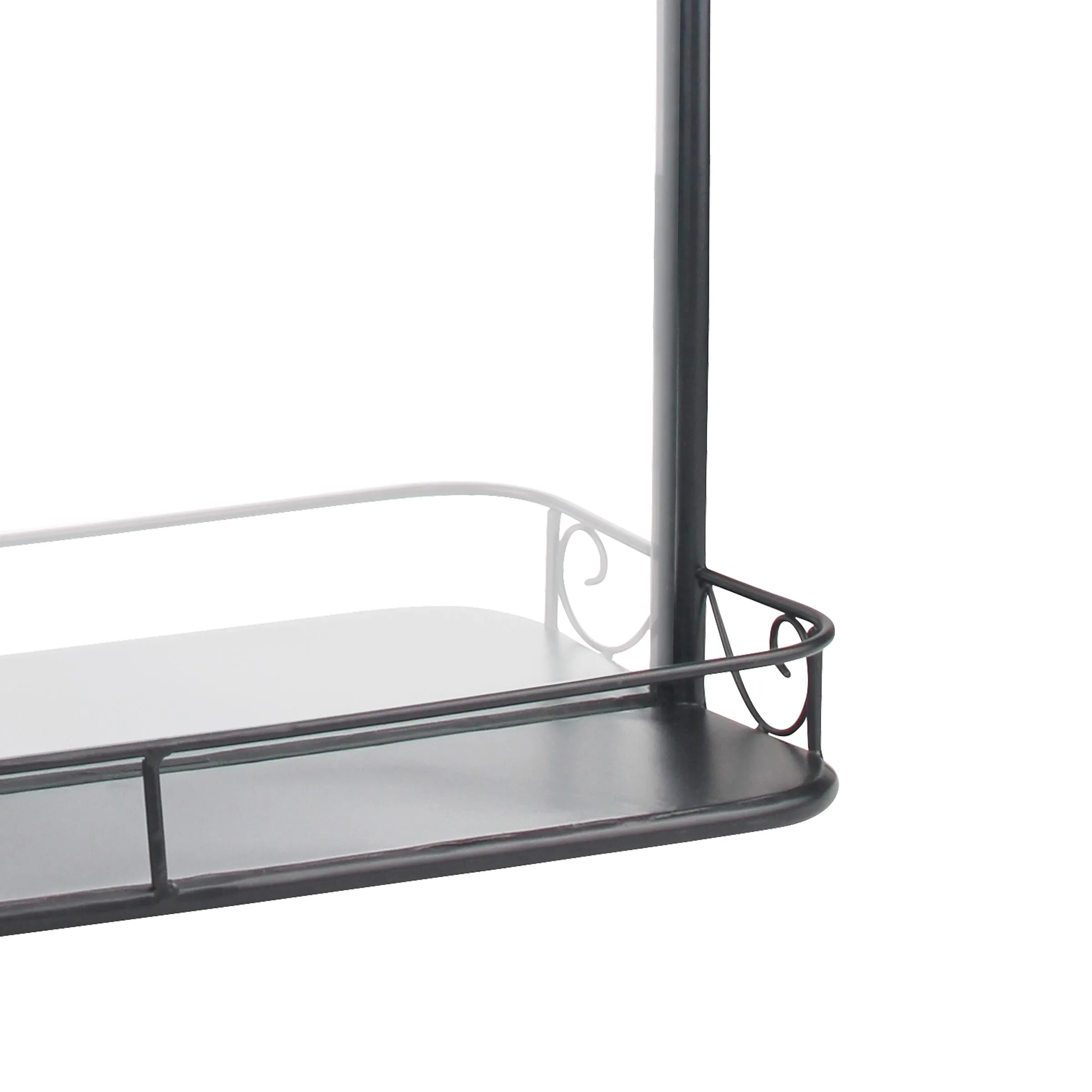 Rectangle Black Metal Wall Mirror with Hanging Chain and Shelf (WS)