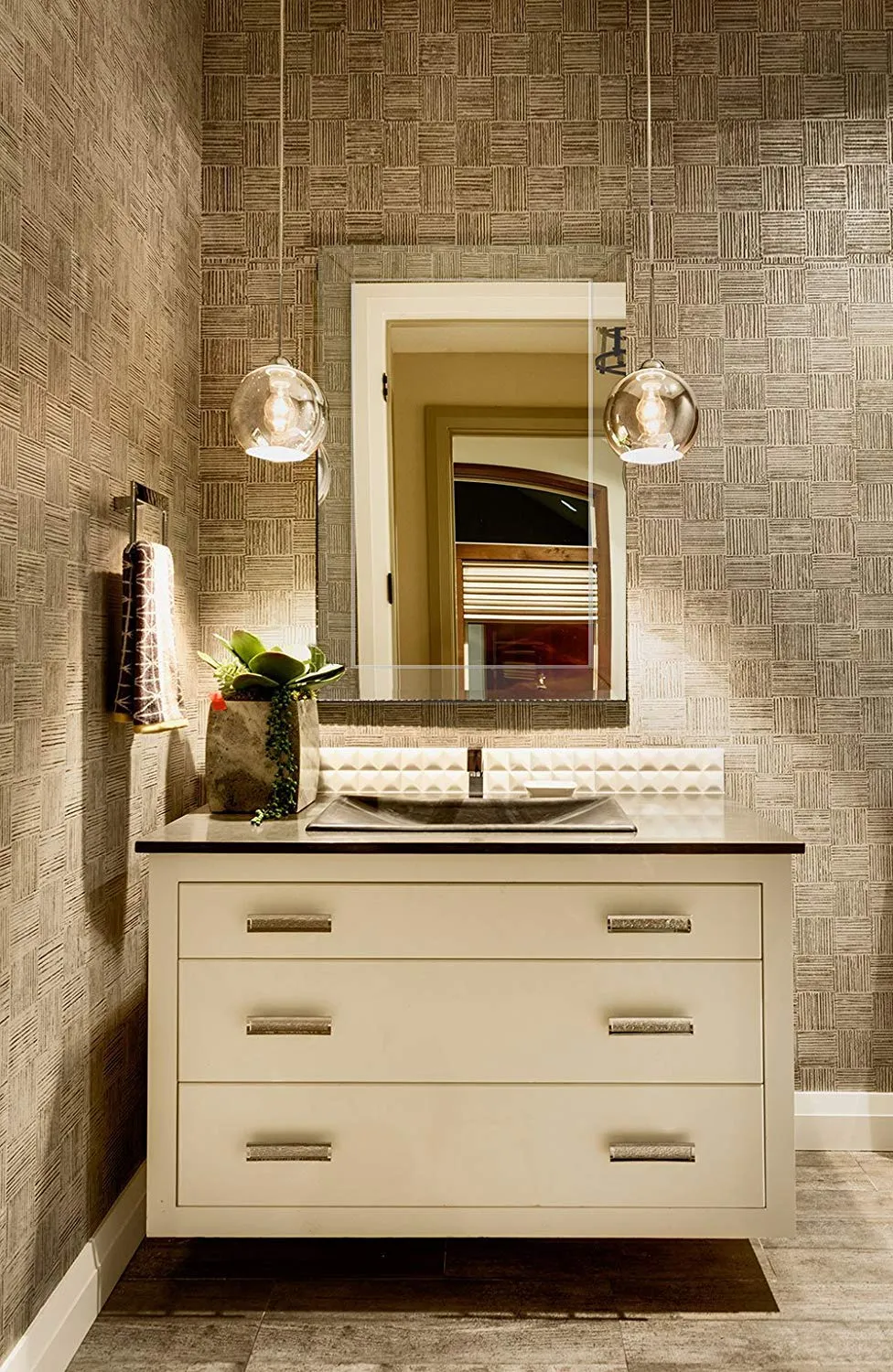 Rectangular Beveled Mirror - Large Framed Wall Mirror With Angled Frame And Beaded