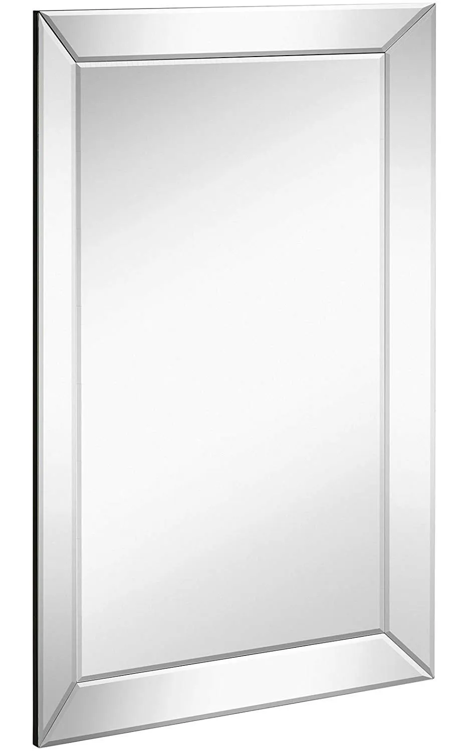 Rectangular Beveled Mirror - Large Framed Wall Mirror With Angled Frame And Beaded