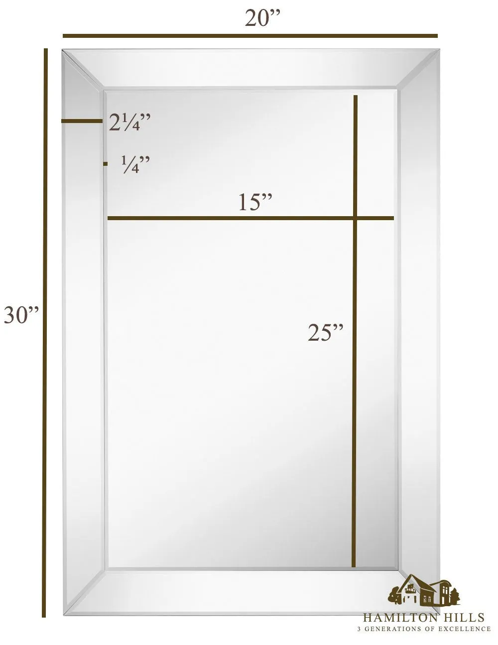 Rectangular Beveled Mirror - Large Framed Wall Mirror With Angled Frame And Beaded