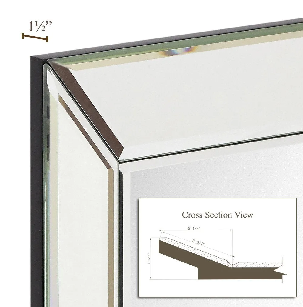 Rectangular Beveled Mirror - Large Framed Wall Mirror With Angled Frame And Beaded