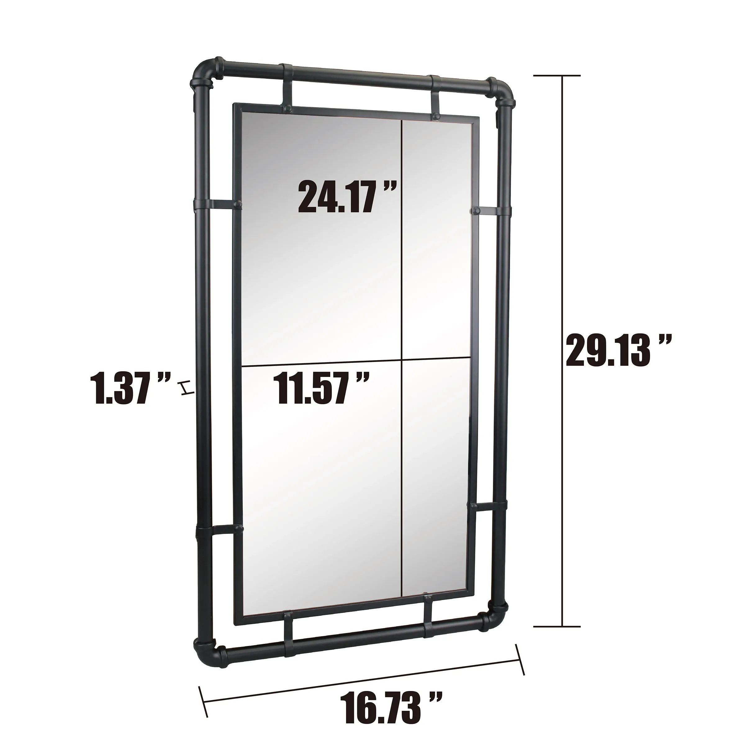 Rectangular Industrial Black Metal Pipe Hanging Wall Mirror (WS)
