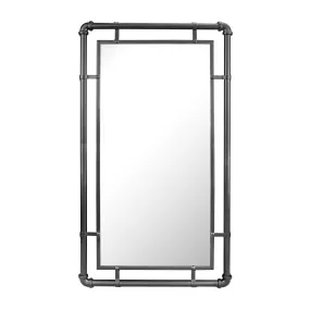 Rectangular Industrial Black Metal Pipe Hanging Wall Mirror (WS)