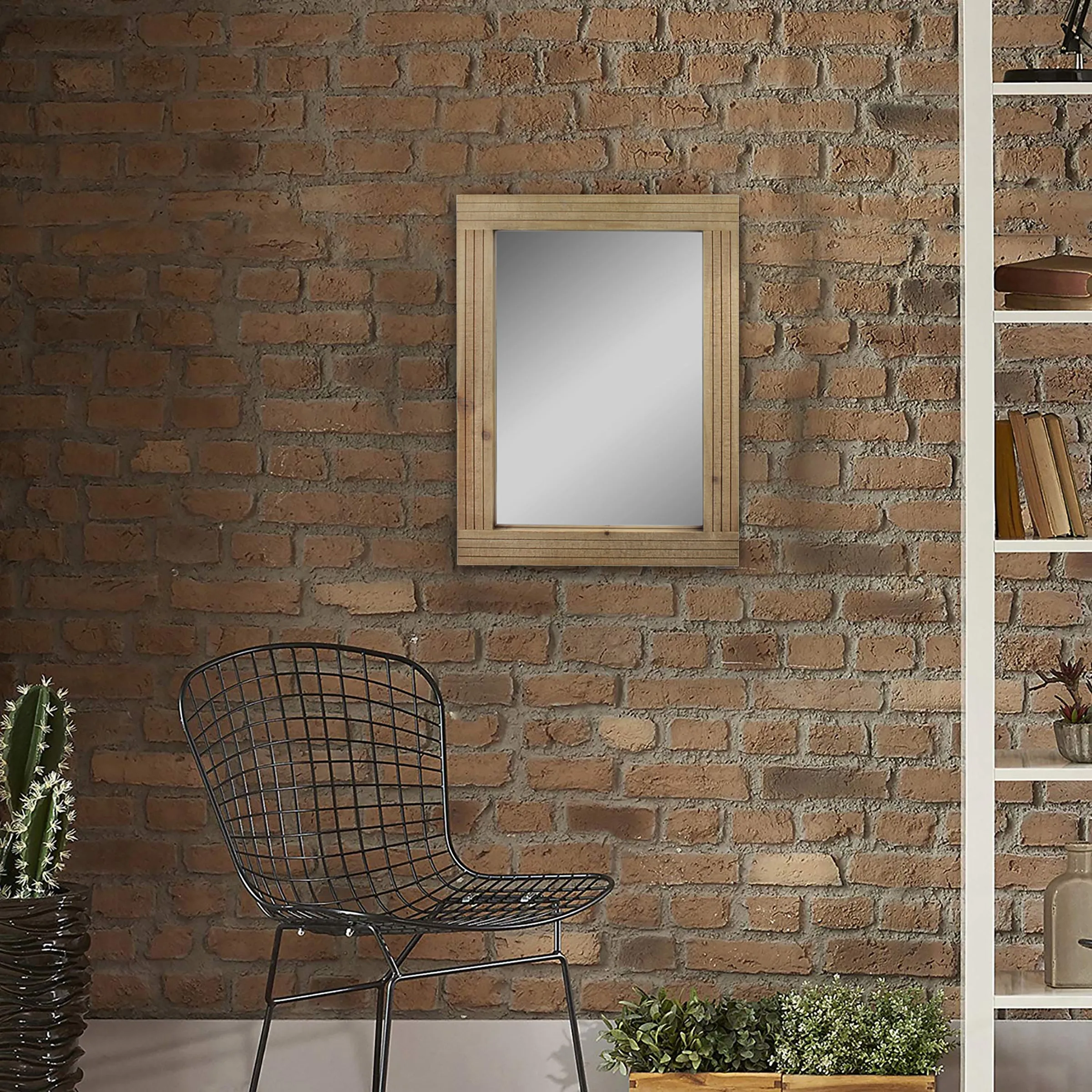 Rectangular Natural Wood Frame Mirror (WS)
