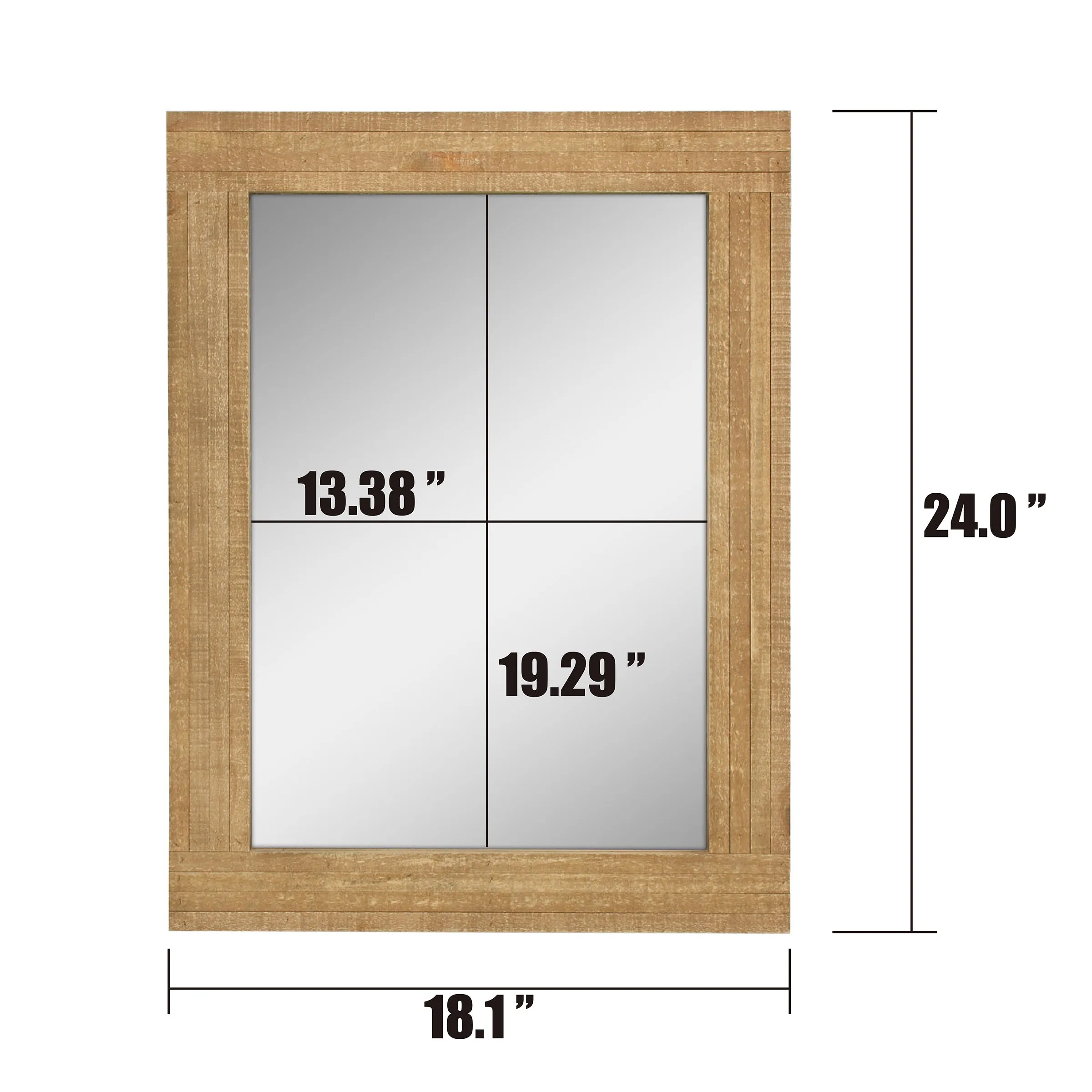Rectangular Natural Wood Frame Mirror (WS)