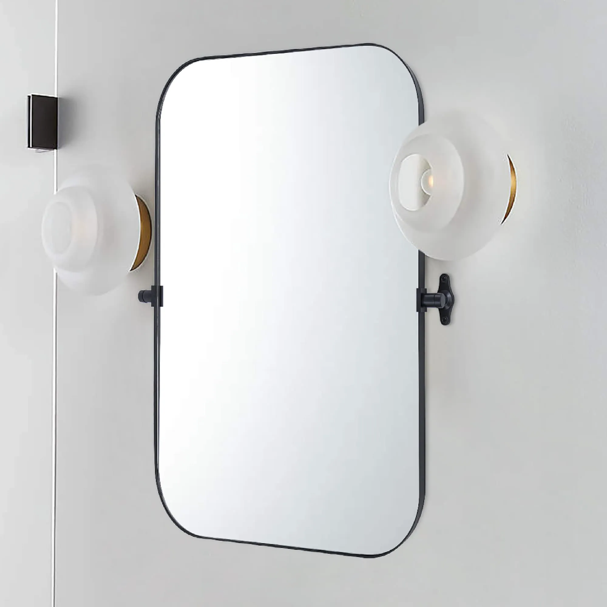 Rectangular Stainless Steel Framed Pivoting Wall Mounted Bathroom Vanity Mirror