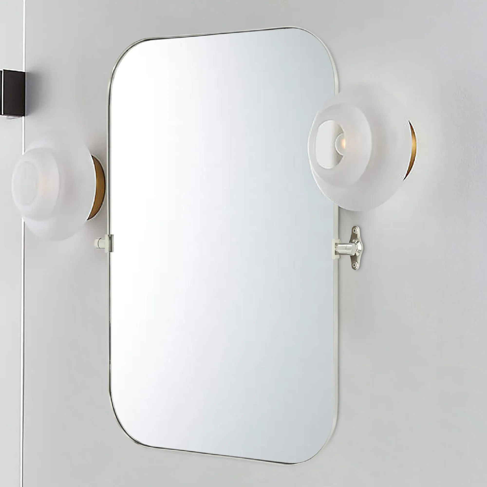 Rectangular Stainless Steel Framed Pivoting Wall Mounted Bathroom Vanity Mirror