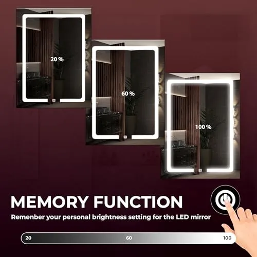 Rectengale Wall Mounting Mirror with Light |Bathroom Mirror,Venity Mirror,Smart Mirror Size 18X24 inch| LED Mirror 3 Tone (Cool White, Natural White, Warm White).