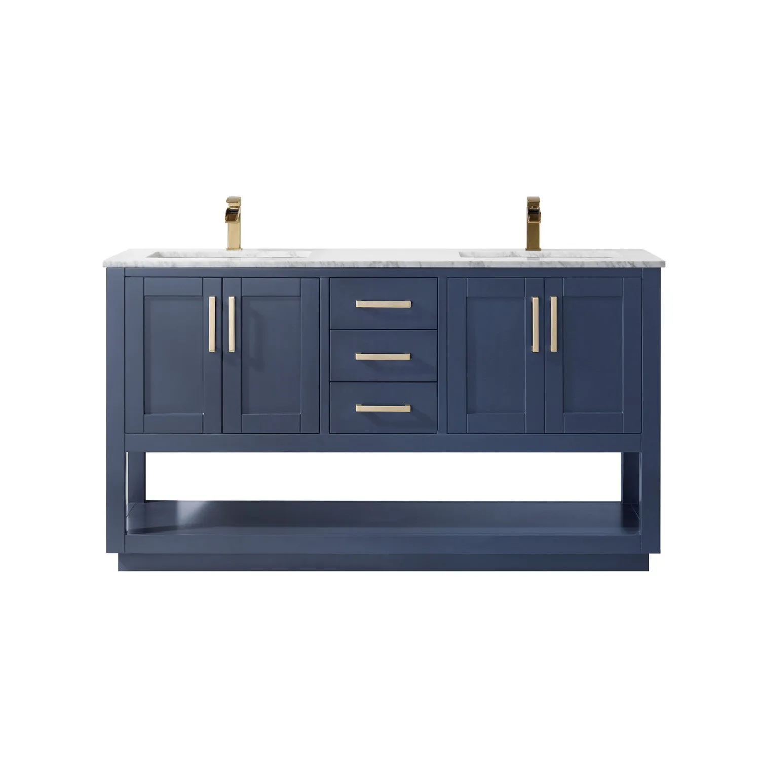 Remi 60" Double Bathroom Vanity Set with Marble Countertop