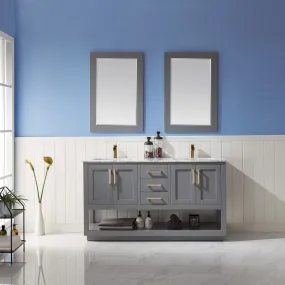 Remi 60" Double Bathroom Vanity Set with Marble Countertop