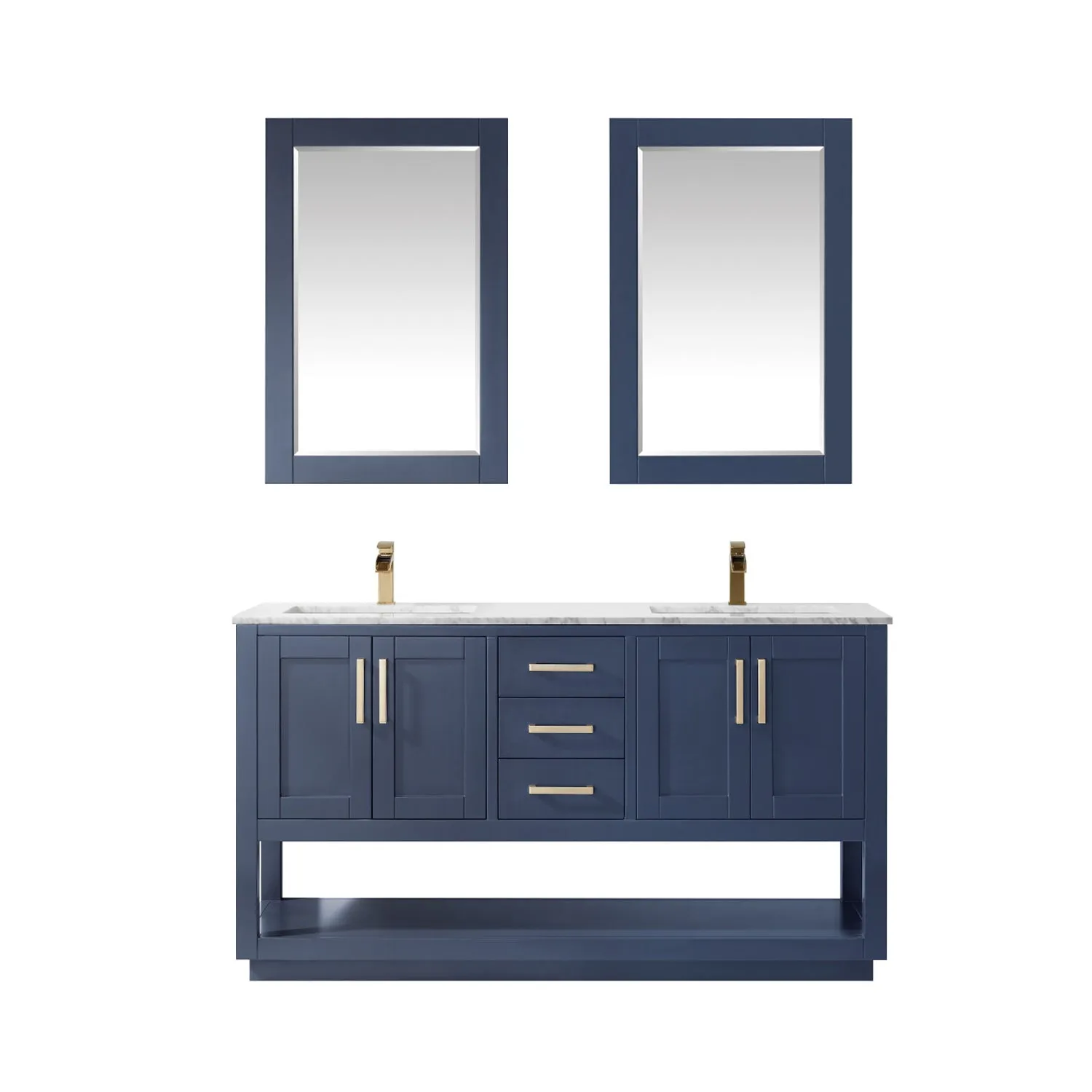 Remi 60" Double Bathroom Vanity Set with Marble Countertop