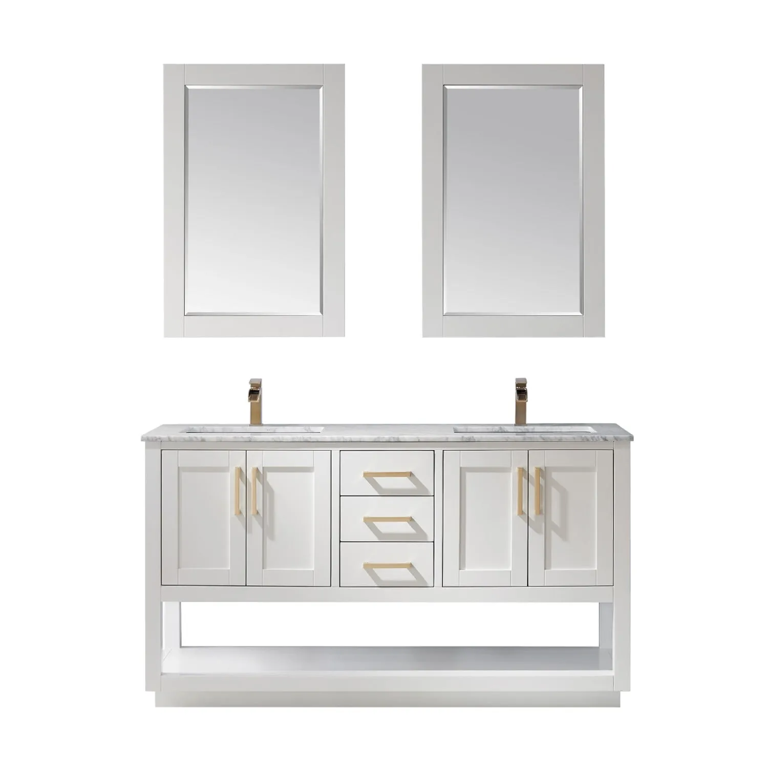 Remi 60" Double Bathroom Vanity Set with Marble Countertop