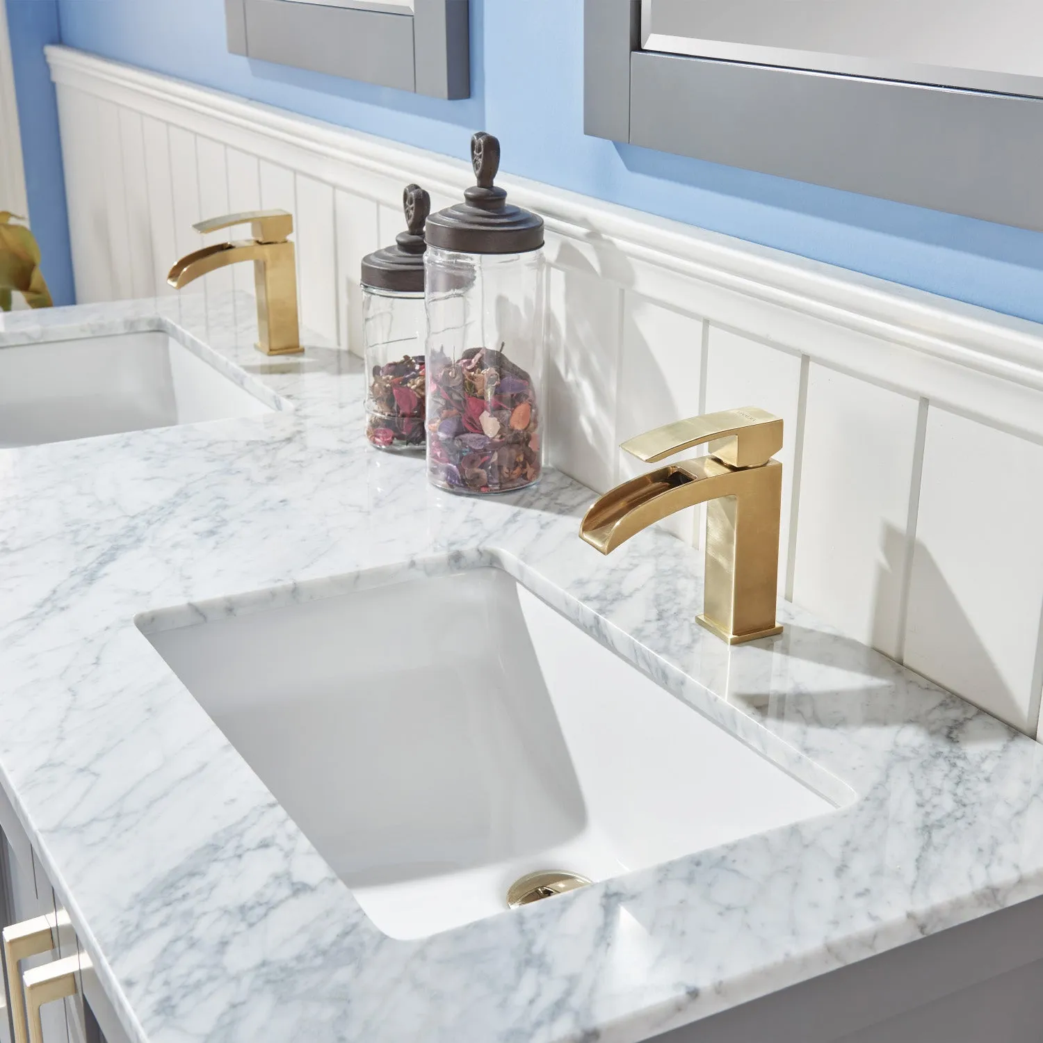 Remi 60" Double Bathroom Vanity Set with Marble Countertop