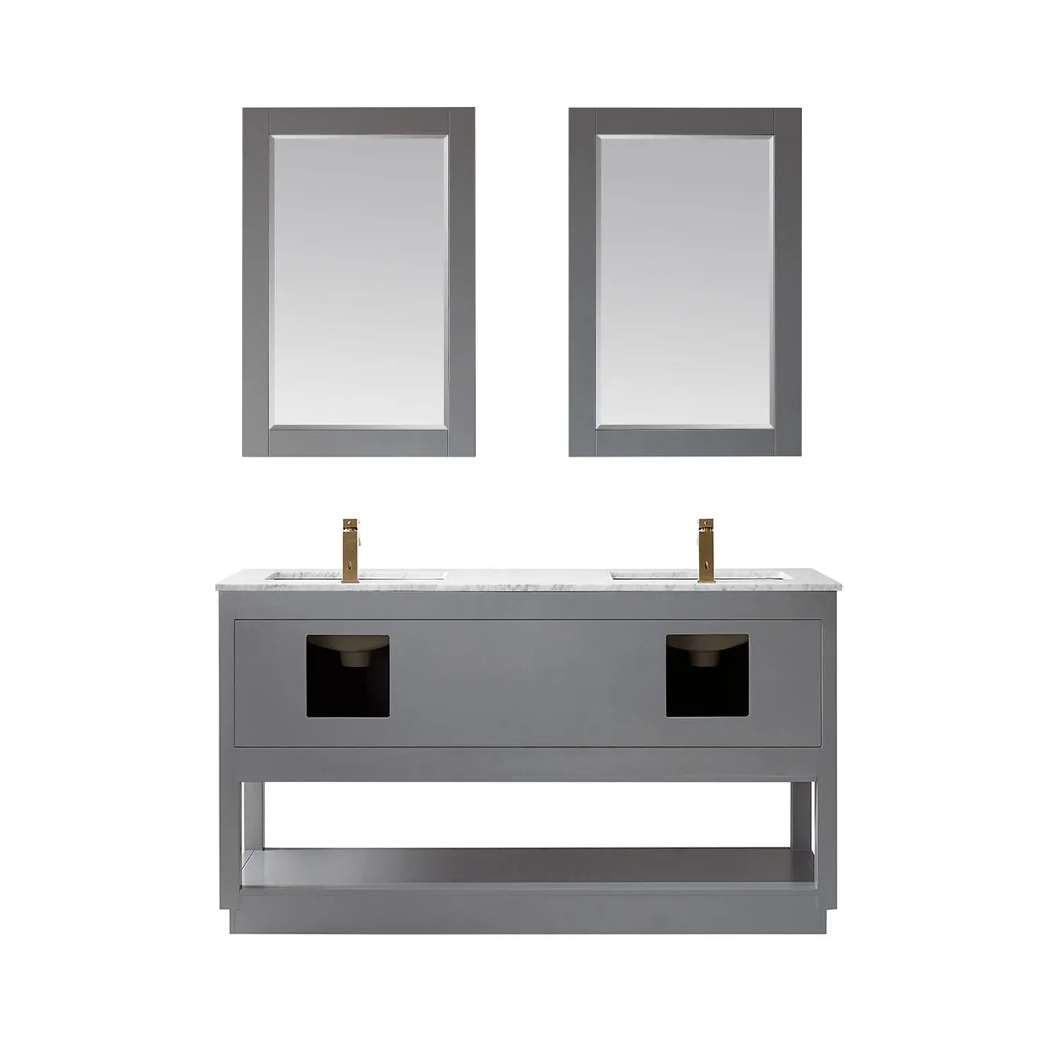Remi 60" Double Bathroom Vanity Set with Marble Countertop