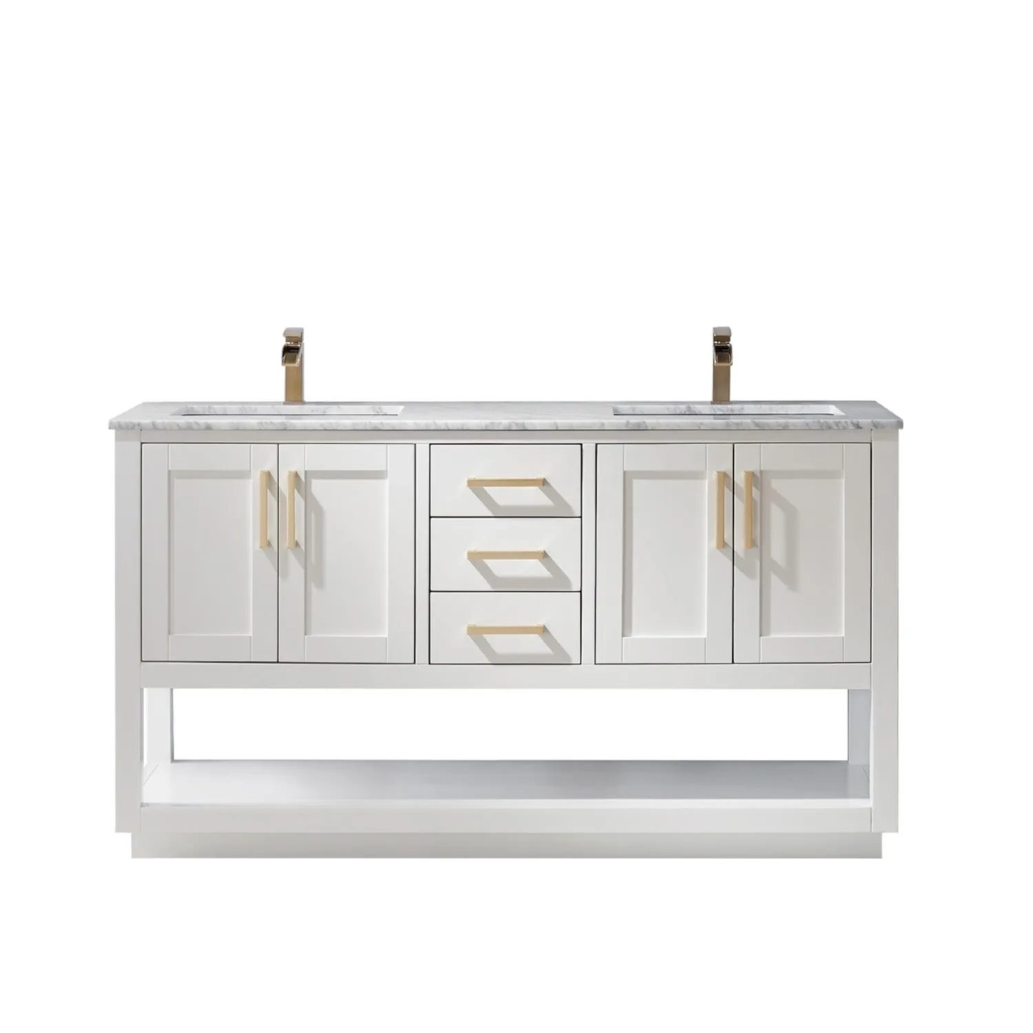 Remi 60" Double Bathroom Vanity Set with Marble Countertop