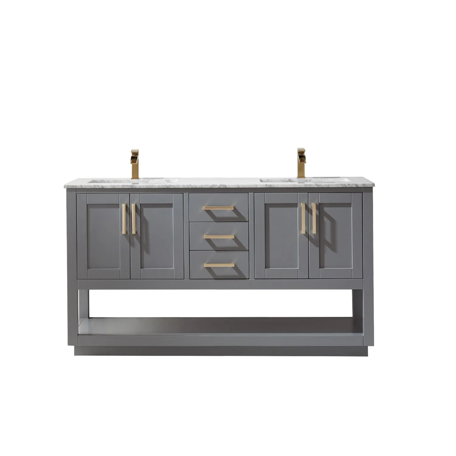 Remi 60" Double Bathroom Vanity Set with Marble Countertop