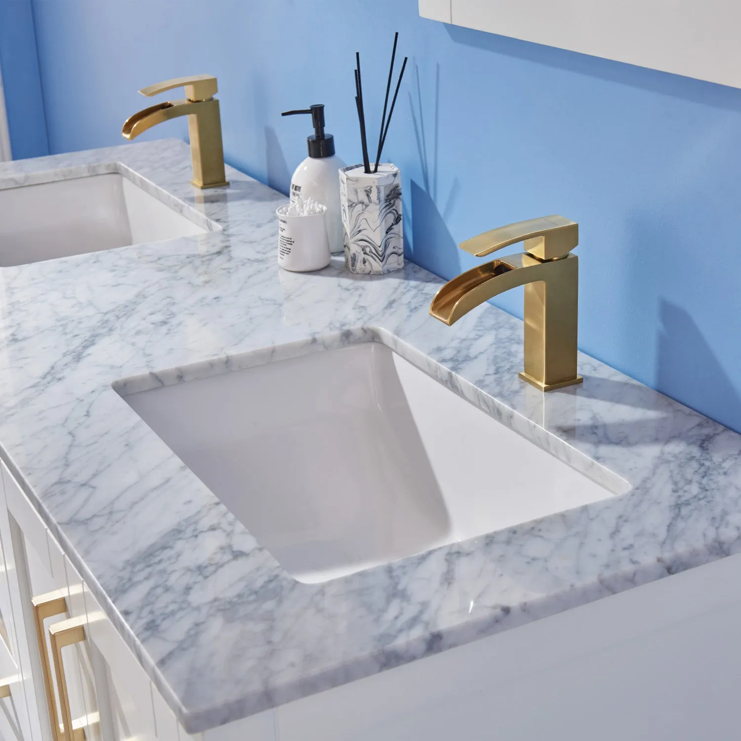 Remi 60" Double Bathroom Vanity Set with Marble Countertop