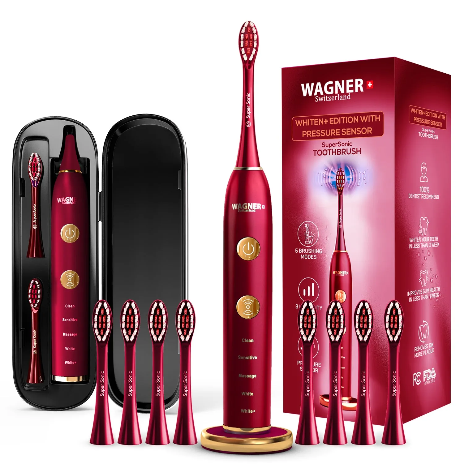 Replacement Toothbrush Brush Heads for Wagner & Stern and Wagner Switzerland toothbrushes.Whiten  Edition, WT8800 Series and Duette series only. (Blue)