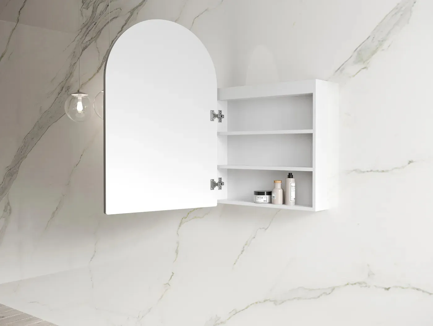 Rhodes Arched LED Shaving Cabinet - White