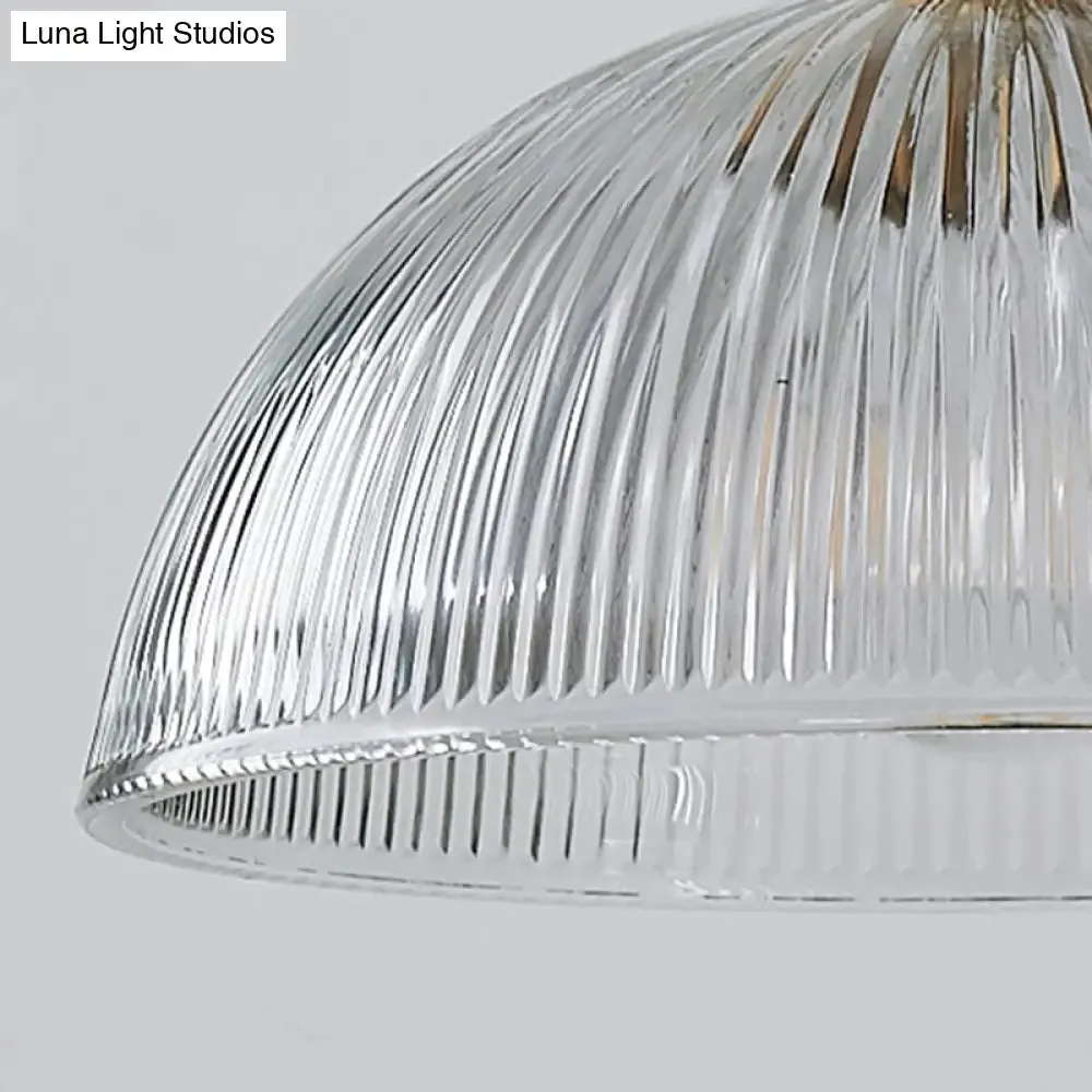 Ribbed Glass Bowl Shaped Shaded Pendant Light for Dining room