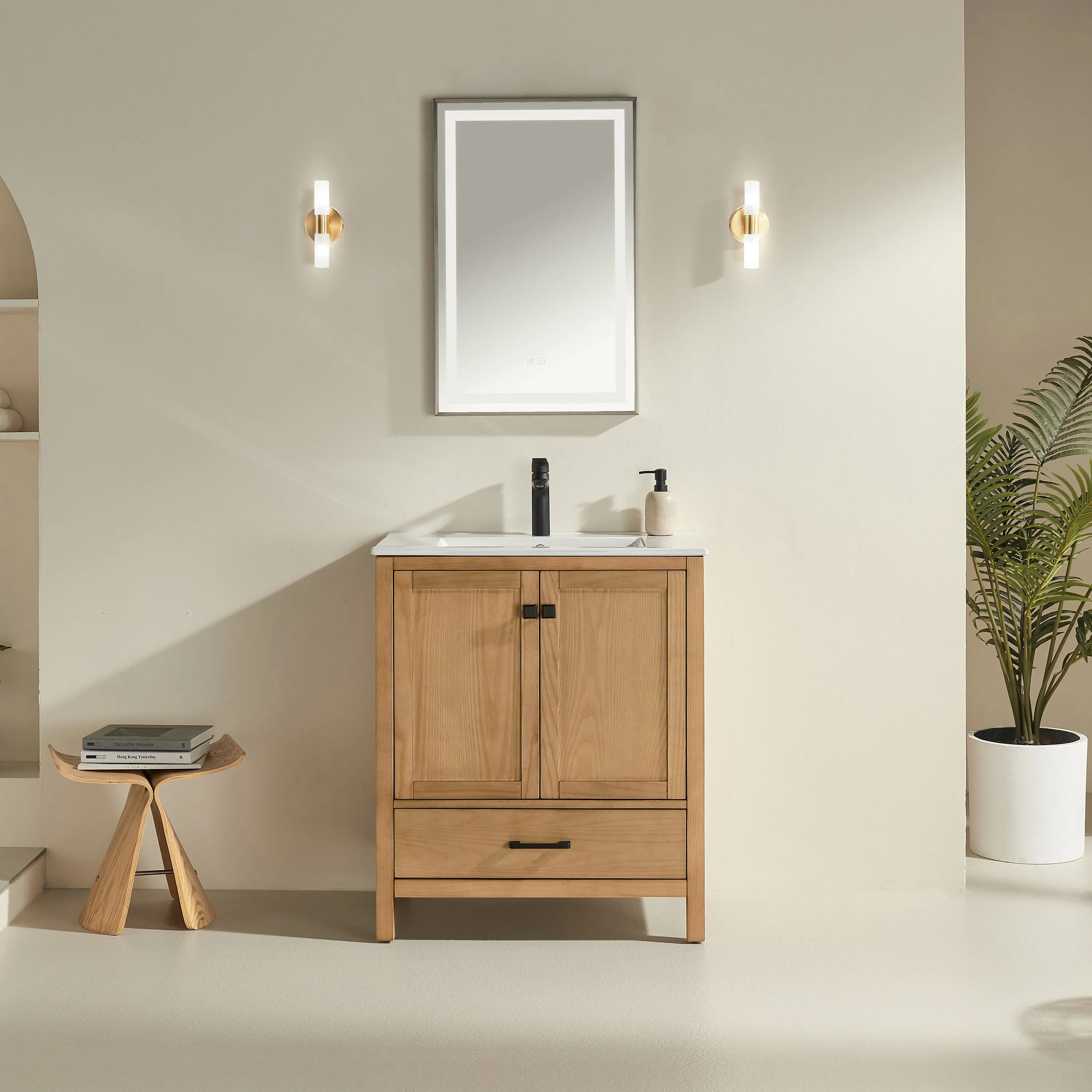 Rose- 30" x 18" Antique Oak , Floor Standing Modern Bathroom Vanity ** PRE ORDER NOW/ ETA:2024-11-29 **
