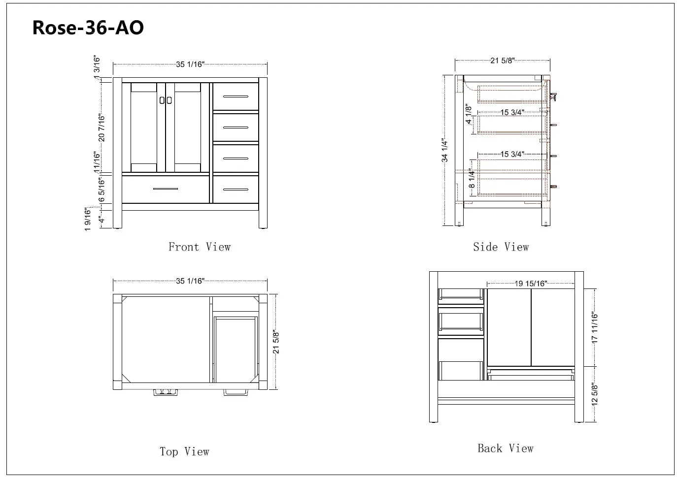 Rose- 36" Antique Oak , Floor Standing Modern Bathroom Vanity, White Quartz Countertop ** PRE ORDER NOW/ ETA:2024-11-29 **