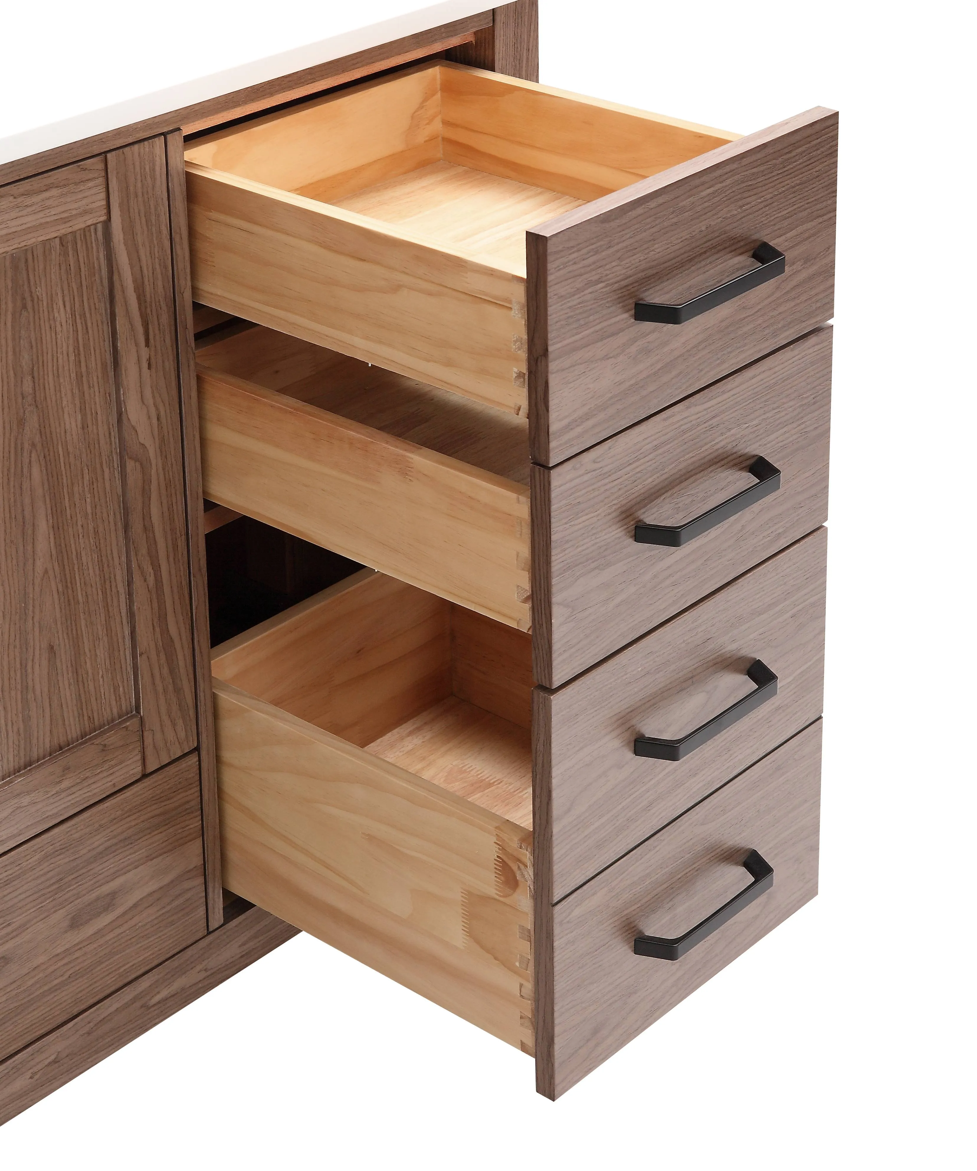 ROSE- 42" Brown Oak , Floor Standing Modern Bathroom Vanity, Quartz Countertop, Matt Black Hardware