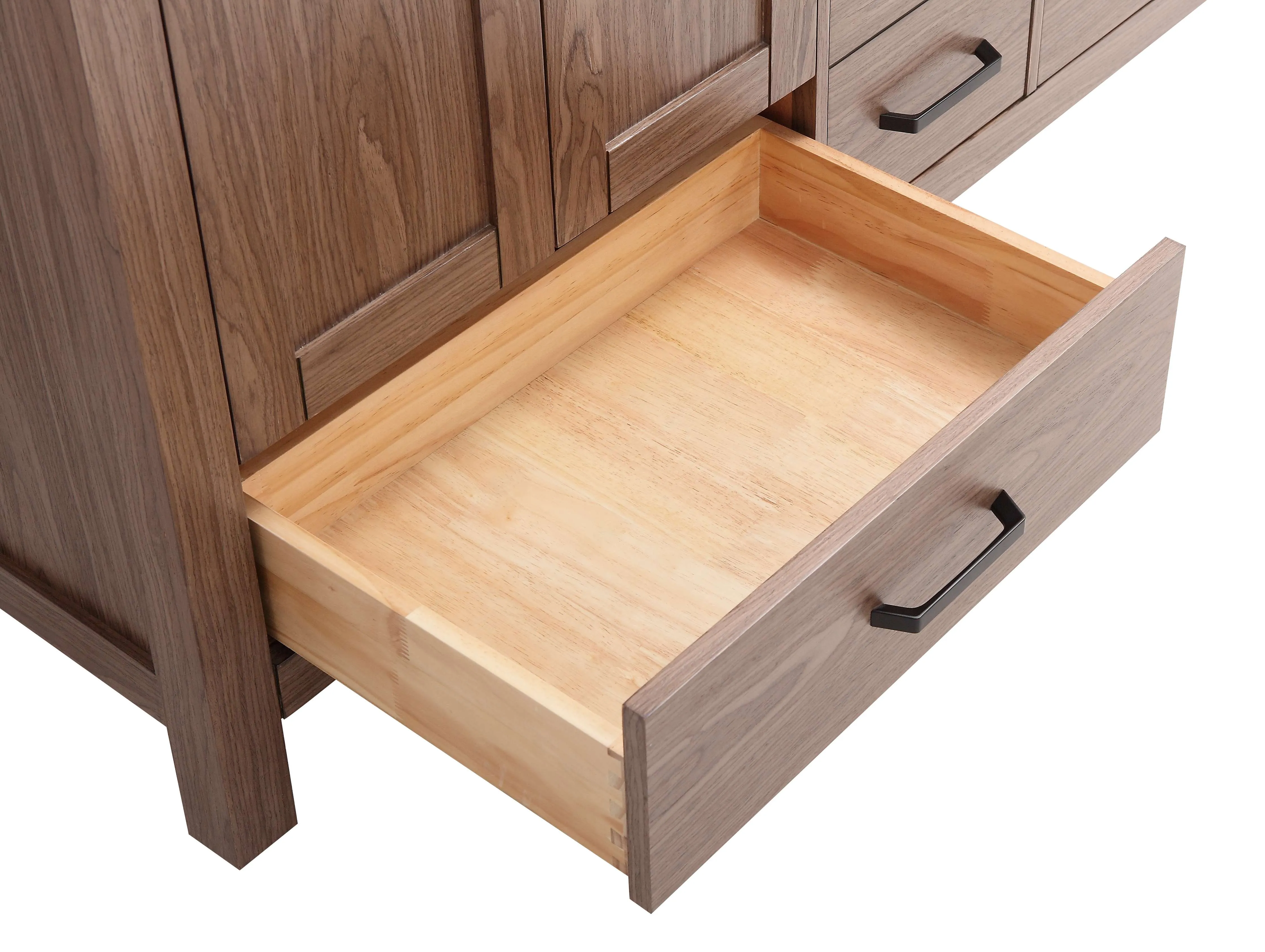 ROSE - 60",Double Sink, Brown Oak, Floor Standing Modern Bathroom Vanity, White Quartz Countertop