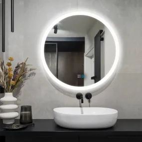 Round Bathroom Vanity Mirror with Lights, Defogger