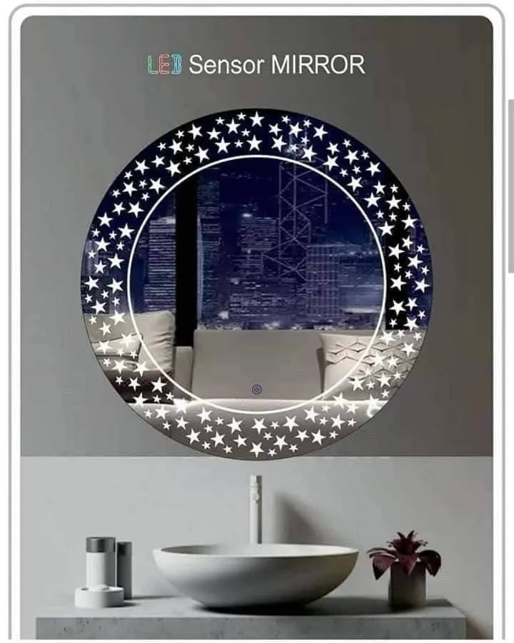 R.S Internationals Round Bathroom LED Mirror, Touch Sensor, Home,(21x21)