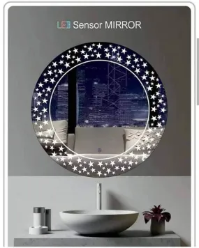 R.S Internationals Round Bathroom LED Mirror, Touch Sensor, Home,(21x21)