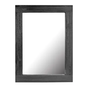 Rustic Rectangular Black Painted Wood Frame Hanging Wall Mirror