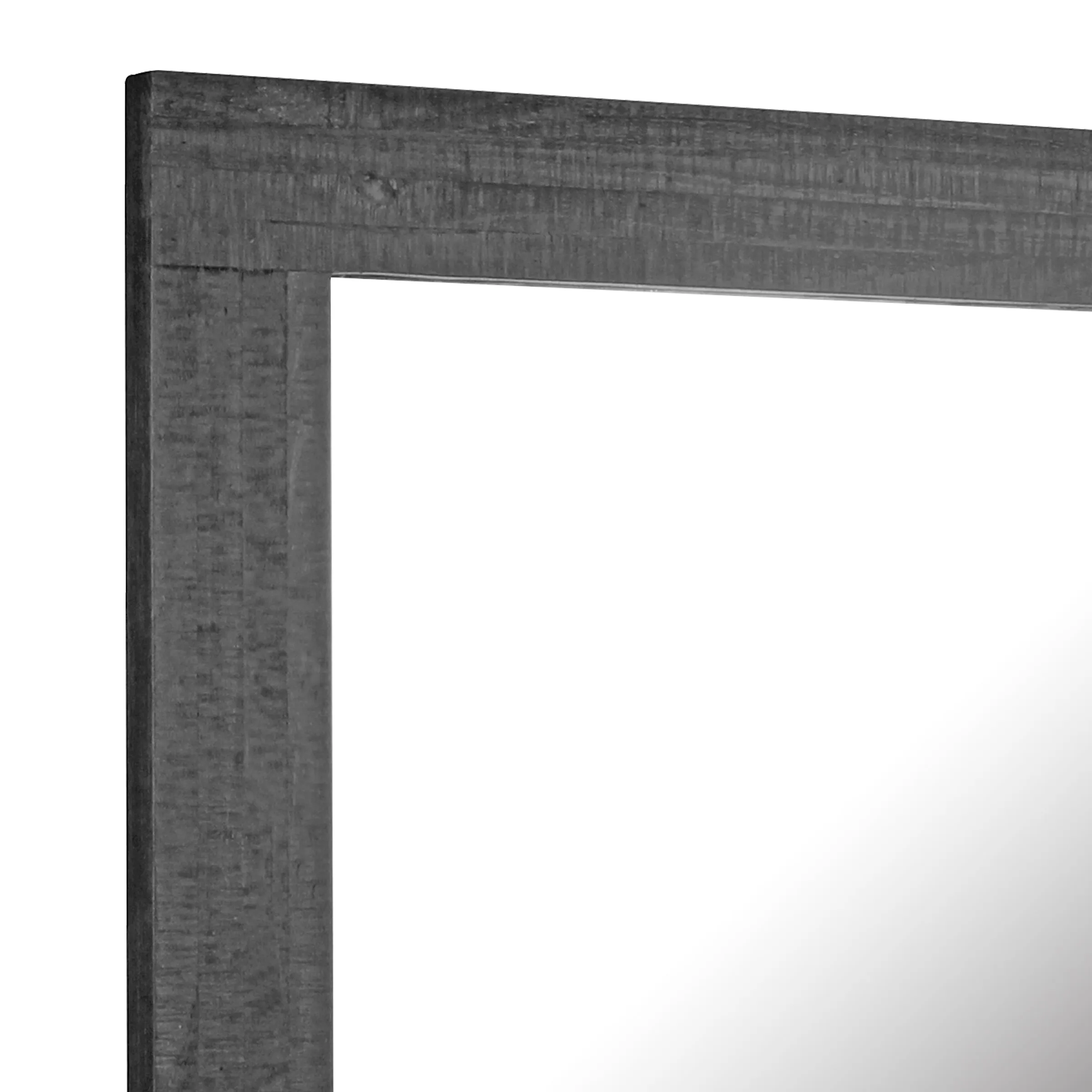 Rustic Rectangular Black Painted Wood Frame Hanging Wall Mirror