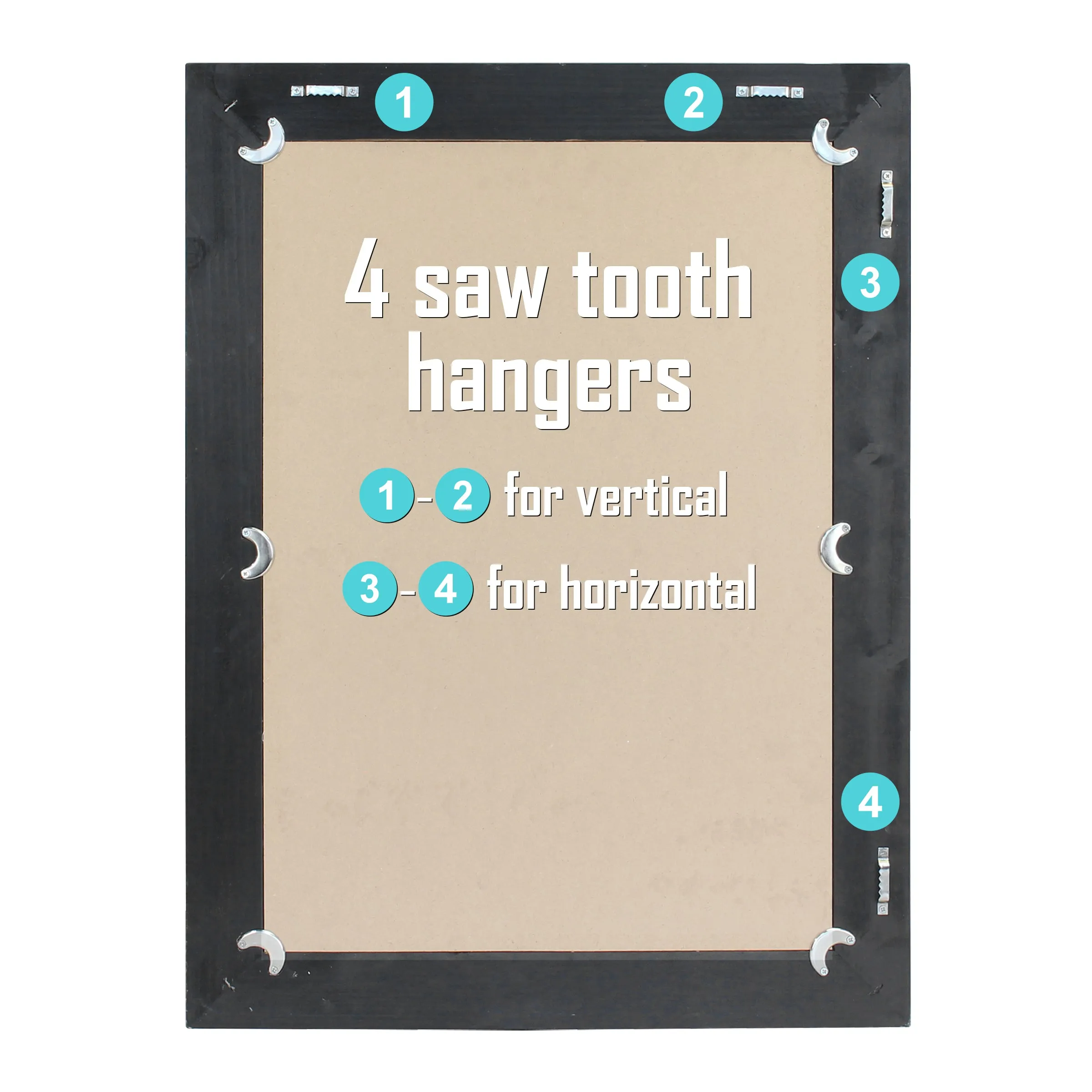 Rustic Rectangular Black Painted Wood Frame Hanging Wall Mirror